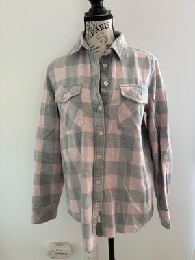 Roots Pink and Gray Plaid Button-Up Shirt/Shacket